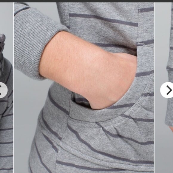 Lululemon Movemeny Ja ket Gray Striped Womens Hoodie - Picture 3 of 11